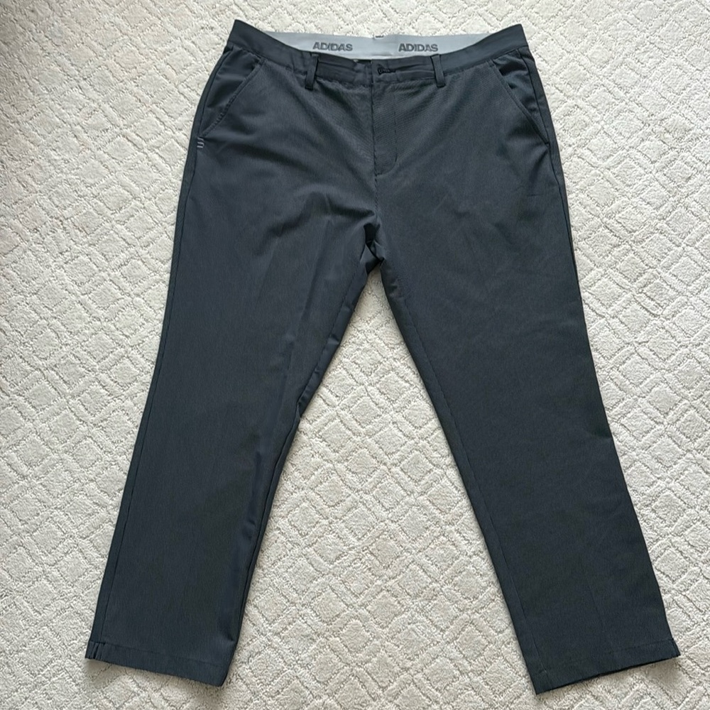 Men’s Adidas Gray Striped Golf Pants Size 38x30